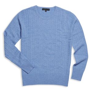 R Neck Long Sleeves Cable Pattern Jumper