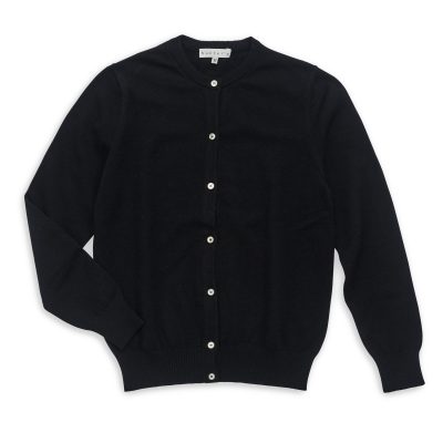 Round Neck Long Sleeves Cardigan Black