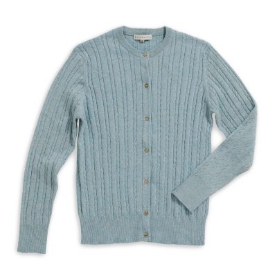 Round Neck Long Sleeves Cable Cardigan