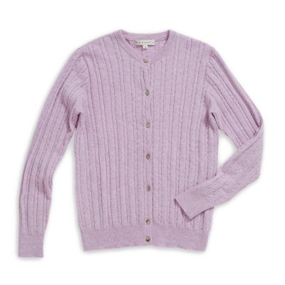 Round Neck Long Sleeves Cable Cardigan