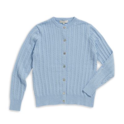 Round Neck Long Sleeves Cable Cardigan