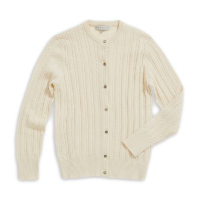 Round Neck Long Sleeves Cable Cardigan